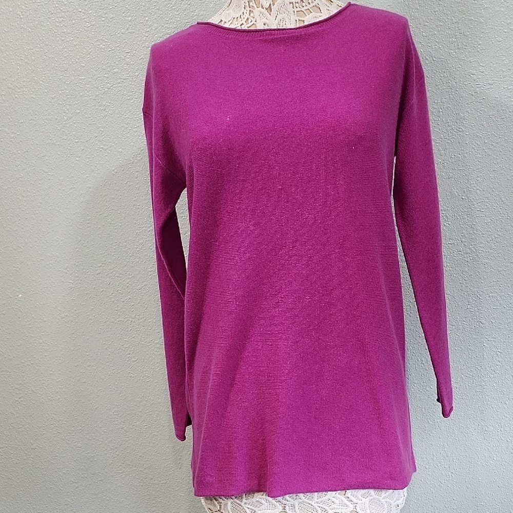 NWT Caslon 100% 2 ply Cashmere Sweater In Purple Vintner Size S